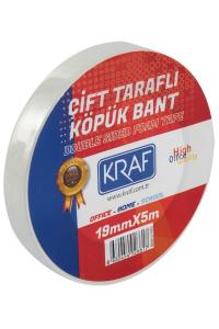 KRAF ÇİFT TARAFLI KÖPÜK BANT 19MMX5M 5019G