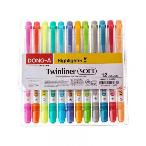 DONG-A TWİNLİNER SOFT ÇİFTLİ FOSFORLU KALEM 12 li set