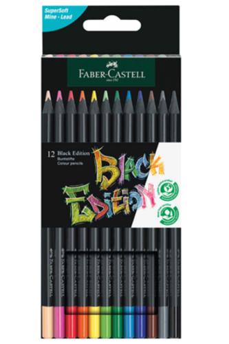 FABER CASTELL BLACK EDİTİON KURU BOYA KALEMİ 12 RENK