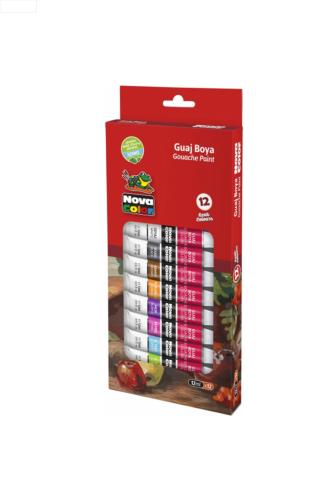 NOVA COLOR 12 Renk 12ML TÜP GUAJ BOYA