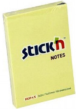 STİCKN YAPIŞKANLI NOTES 76x51mm 100 yp Pastel Sarı